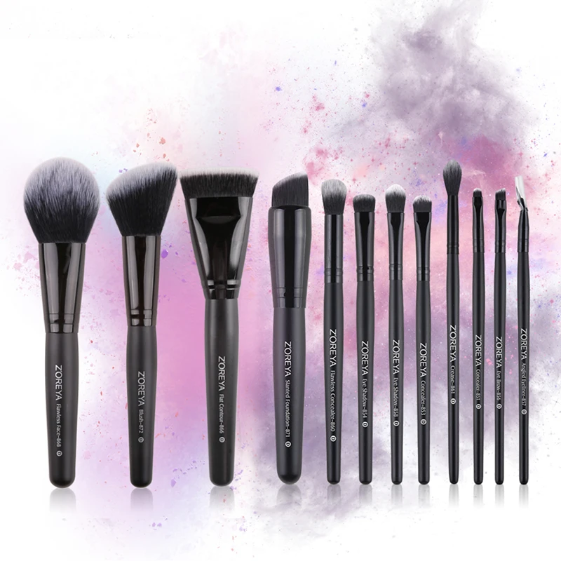 ZOREYA 12pcs Professional Makeup Brushes Set Foundation Powder Eyeshadow Eyebrow Make Up Brush Kit Box Cosmetic Beauty Tool | Красота и