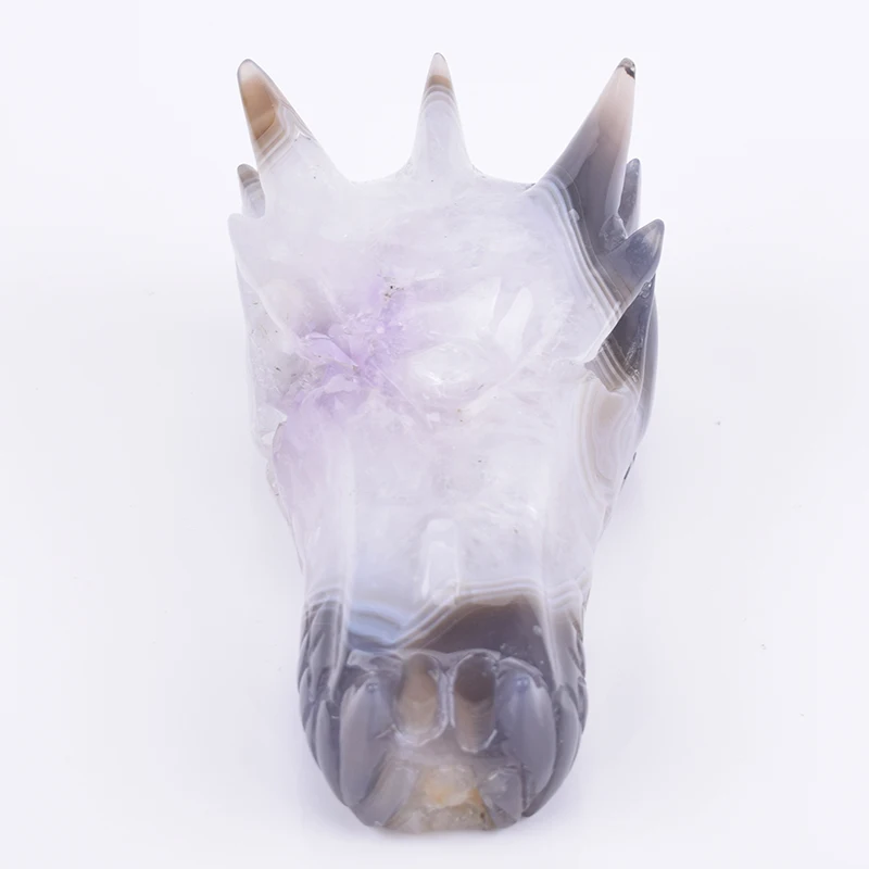 4,8 ''Geode бисер из драгоценного камня череп дракона фигурки натуральный кварцевый камень ремесла целебное Мини Череп антикварное украшение для дома