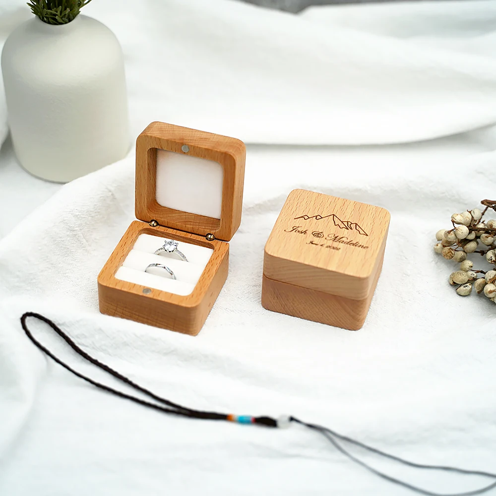 Caja de anillo de boda con nombre personalizado, portador de joyería hecho A mano, Boite A Bijoux, Cadeau, Sieraden, Doos, soporte de caja de anillo de joyería