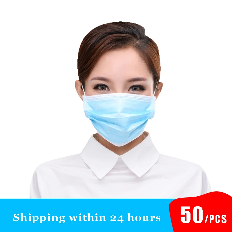 

50 piece Bag 3 Layer Non-woven Dust Face Mask Thickened Disposable Mouth Mask Dust Filter Safety Mask