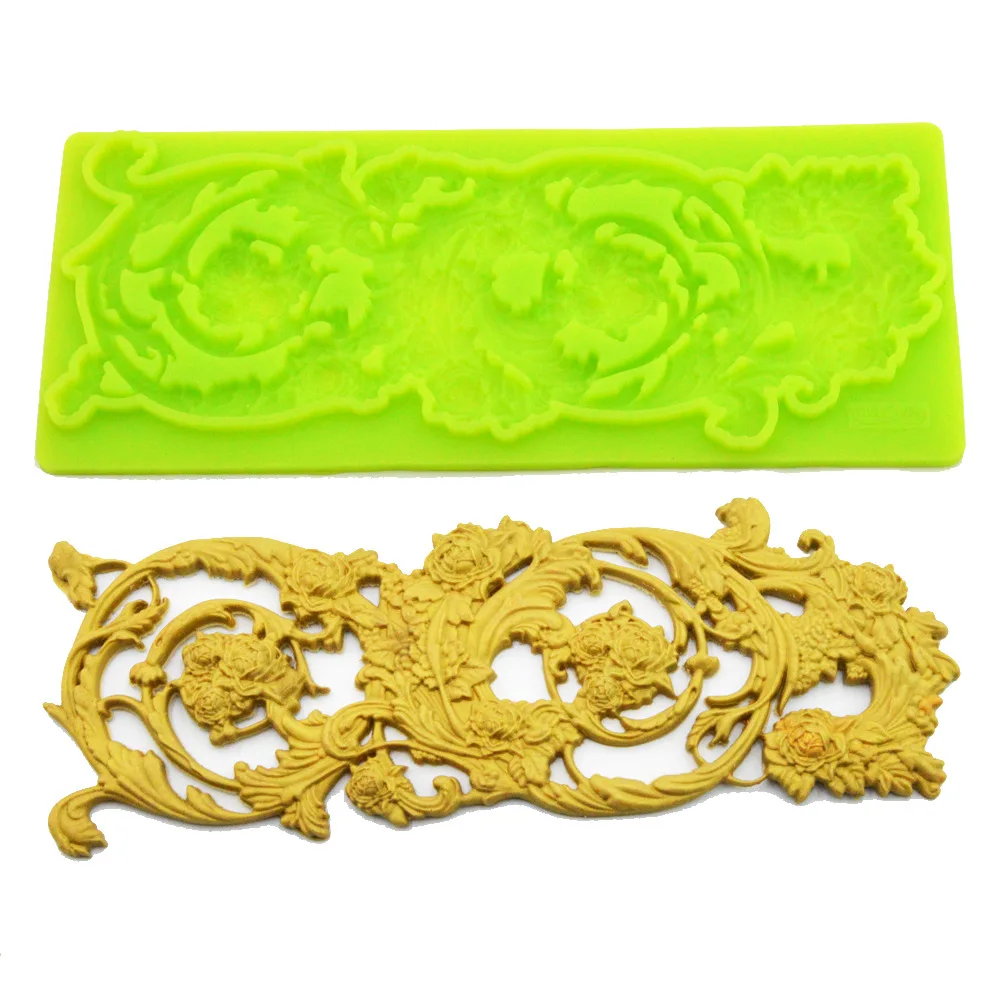 

European Relief Fondant Cake Silicone Mold Birthday Wedding Decoration Rose Cake Edge Mold DIY Chocolate&cake Baking Tools