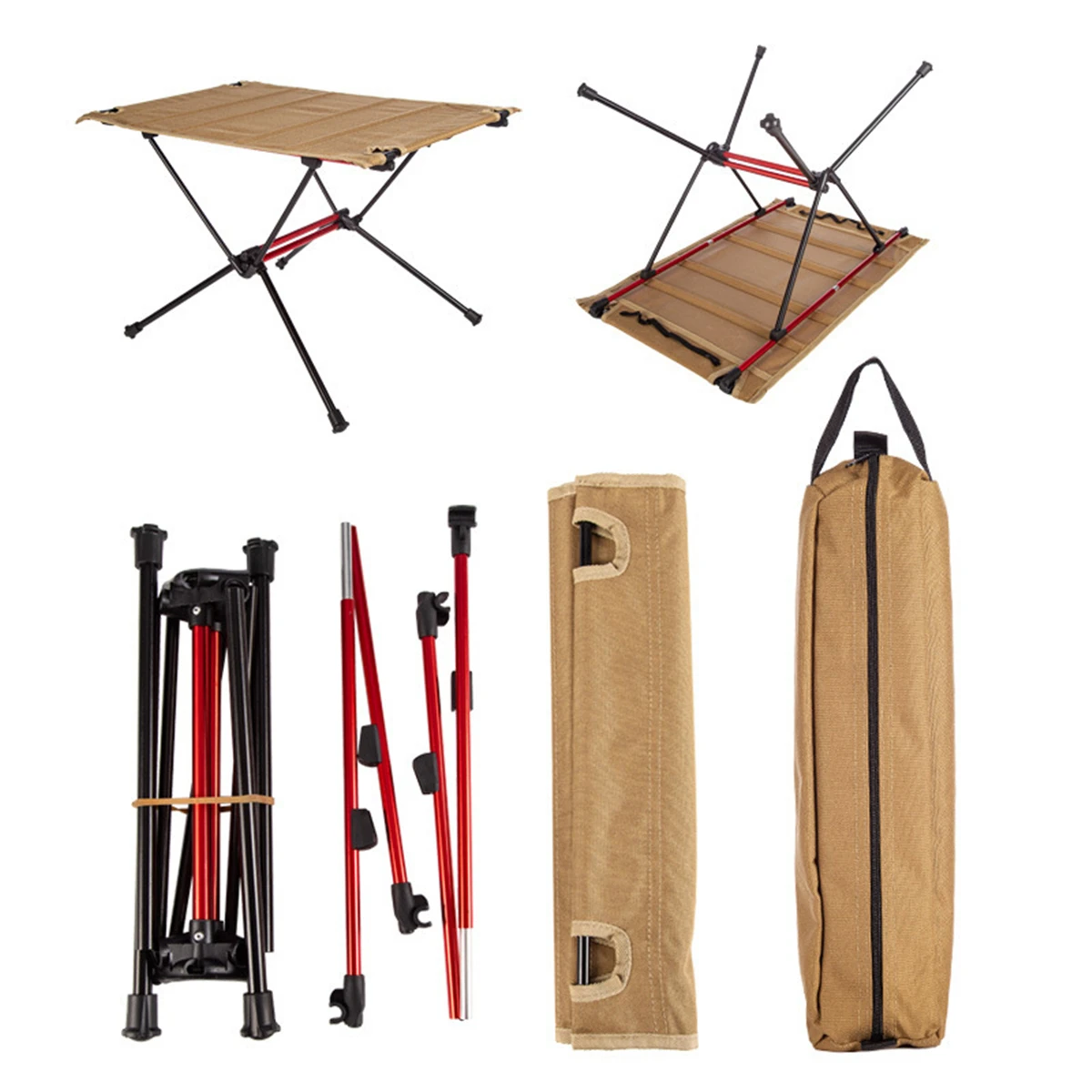 Tavolo da Campeggio Pieghevole Portatile in Lega di Alluminio Ultraleggero, Tavolo Pieghevole per Esterni, Scrivania per Giardino, Campeggio, Feste e Picnic - immagine 6
