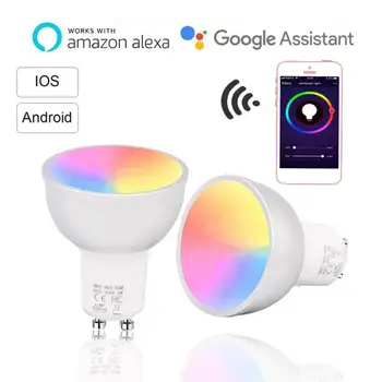 

GU10 WiFi Smart LED Bulbs RGBW Lamps Lampada APP Remote Control Smart Light Bulbs Work With Amazon Alexa/Google Assistant