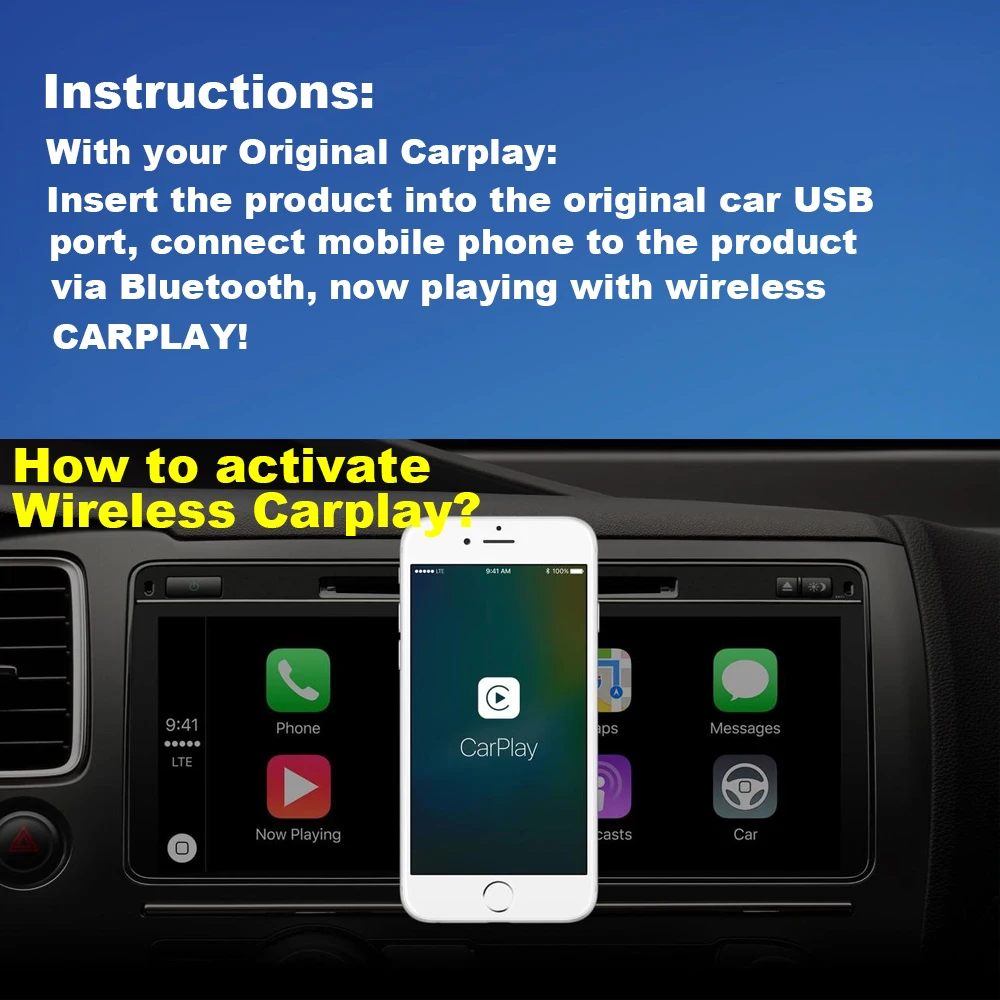  USB CarPlay Wireless Activator for Audi Mercedes-Benz Porsche Volvo Original car with CarPlay