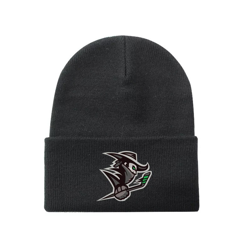 Джетс Зимние трикотажные хоккейные болельщики шляпа с вышитым логотипом черный и синий - Цвет: zzm005