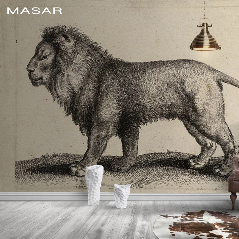 MASAR 3D HD животные Фотообои со львами, экологически чистые, водонепроницаемые обои, гостиная, обои для прихожей king