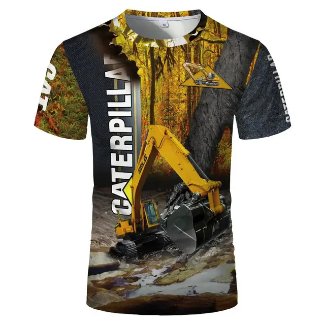 Farm Car Caterpillar 3D Printed T-Shirt Summer Men's Fun Headshot Cartoon Short-Sleeved Street Hip-Hop Shirt Plus Size 2021 New 12