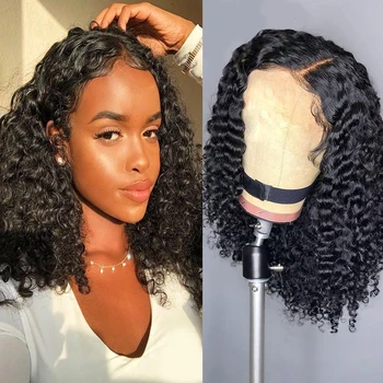 

Fureya Short Curly Wigs 360 Lace Frontal Human Hair Wigs For Black Women Pre Plucked 360 Frontal Remy Hair Wigs With Baby Hair