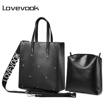 

LOVEVOOK bag set 2 psc women handbags large tote shoulder bag female crossbody messenger bag for ladies 2020 wide shoulder strap