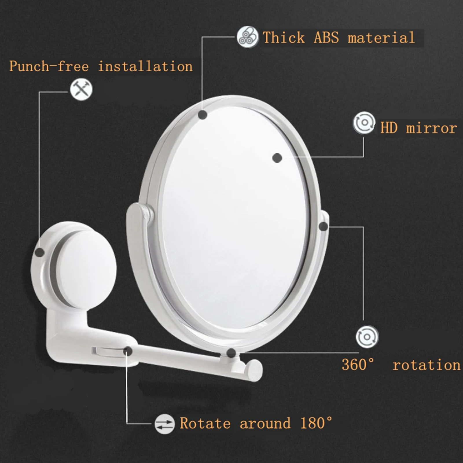 Makeup Mirror Wall Mounted Bathroom Vanity Drill-free Folding Extendable bathroom mirror makeup mirror