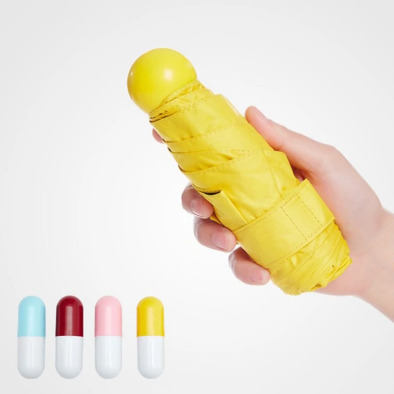 

Mini Folding Capsule Pocket Parasol Girl UV Proof Waterproof Portable Umbrella With Pill Package Box Fashion Umbrella Lady