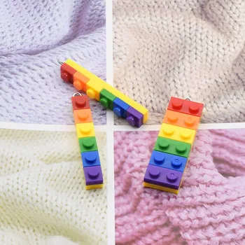 

5pcs Funny Charms fit Earring Keychain Jewelry Finding Resin Colorful Building Block Craft Charm Making Accessories P52