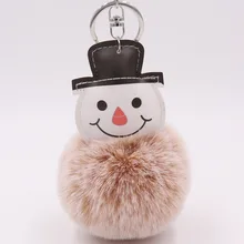 Лидер продаж меховая одежда Рождественская сумка со снеговиком брелок из искусственной кожи с искусственным мехом кролика плюшевый брелок для ключей, подарок
