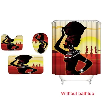 

Digital Printing Waterproof Shower Curtain Floor Mat Toilet Mat Three-piece Set Four-piece Set Customizable