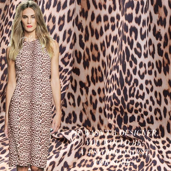 

114cm wide natural silk fabric meter breathable silk crepe de chine fabric dress leopard printed fabric wholesale silk cloth