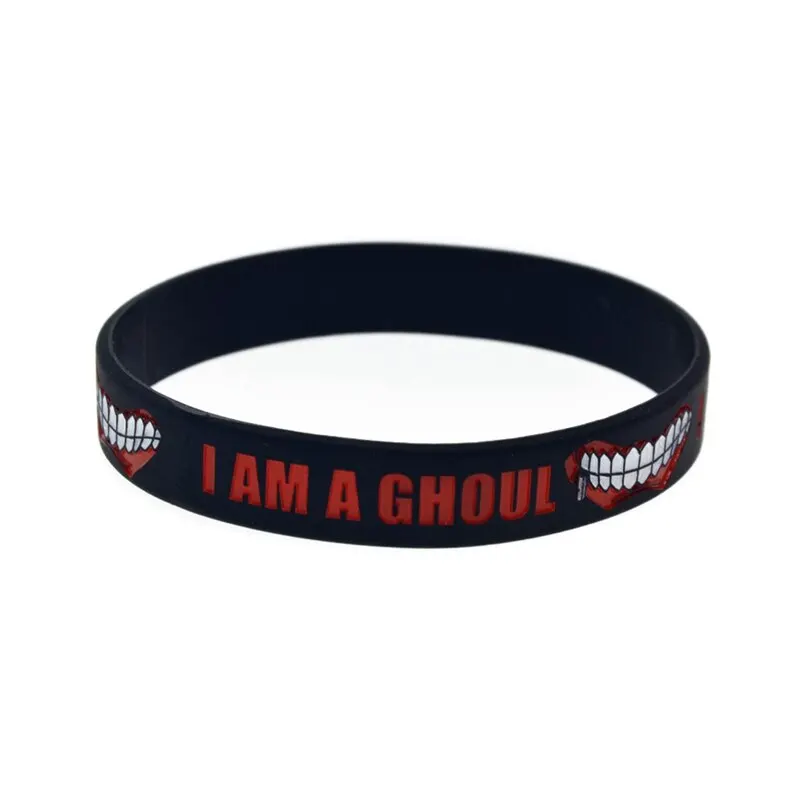 Модный Японский Аниме Tokyo Ghoul силиконовый резиновый браслет 2 цвета с принтом слов