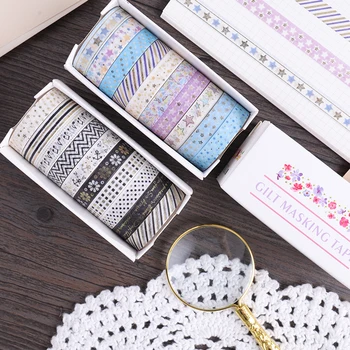 

24pcs/set gold foil Japanese decorative DIY washi paper masking tape set for journal planner diary notebooks stationery tape