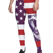 Американский флаг и медведь брюки мужские Леггинсы счастливые с высокой талией повседневное использование полная длина девять брюки размера плюс Рождество полиэстер H