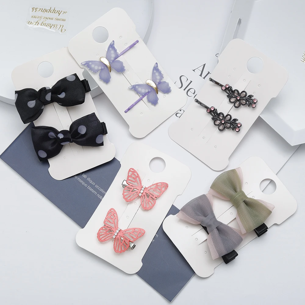  2pcs /Set New Grosgrain Ribbon Hair Bows Clips Print Mini Bows For Woman Girls Headwear Kids Hair Accessories Best Gifts