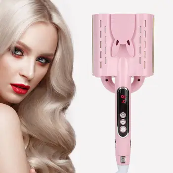 

Barber Accessories Three Tubes Hair Curler LCD Display Fast Heating Curling Iron Hair Style Tool 32cm US Plug 110-240V Hair