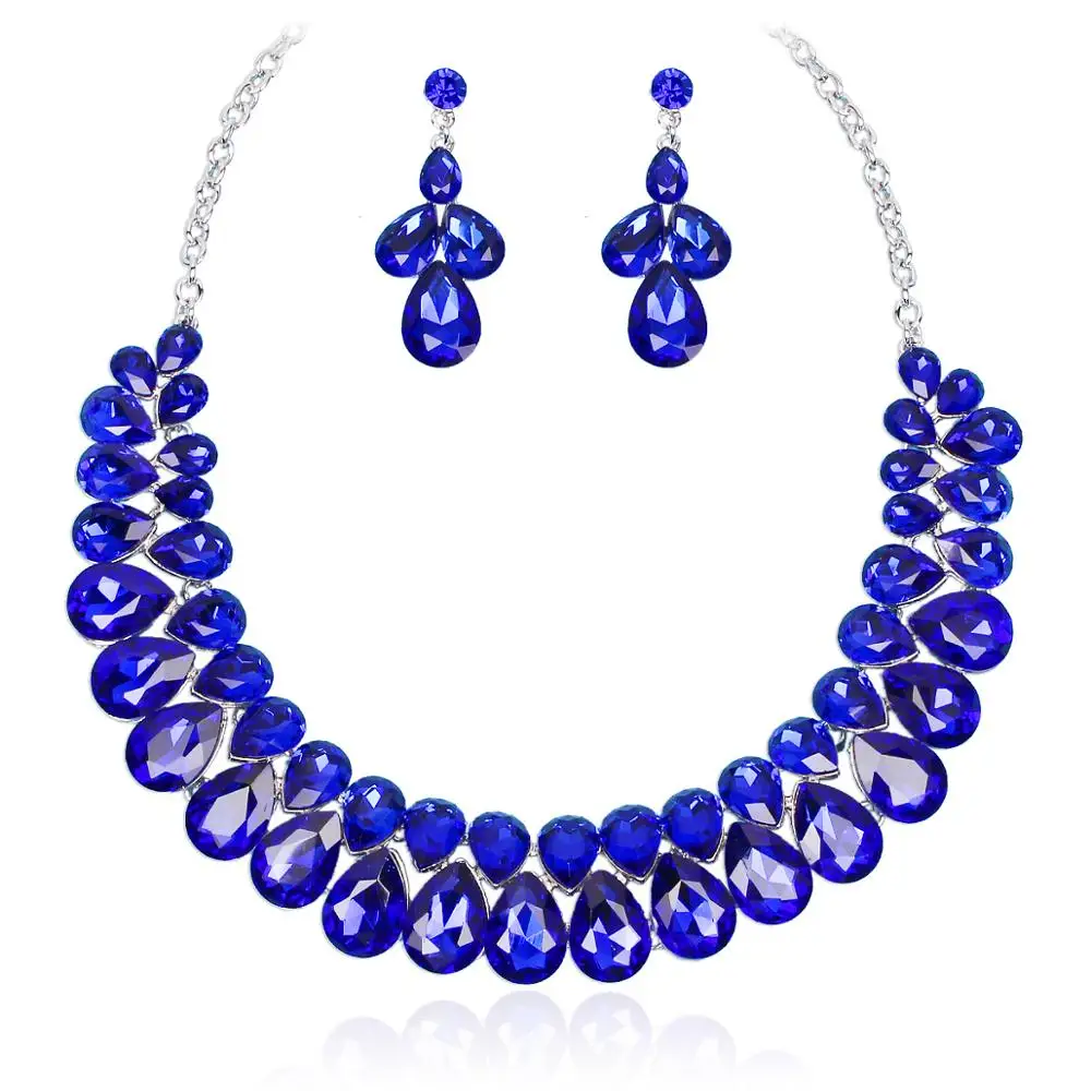 Роскошные капли воды Кристалл колье ожерелье серьги Ювелирные наборы ...