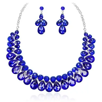 

Luxury Water Drop Crystal Choker Necklace Earrings Jewelry Sets Indian Bridal Wedding Party Dress Accessories Gifts for Women