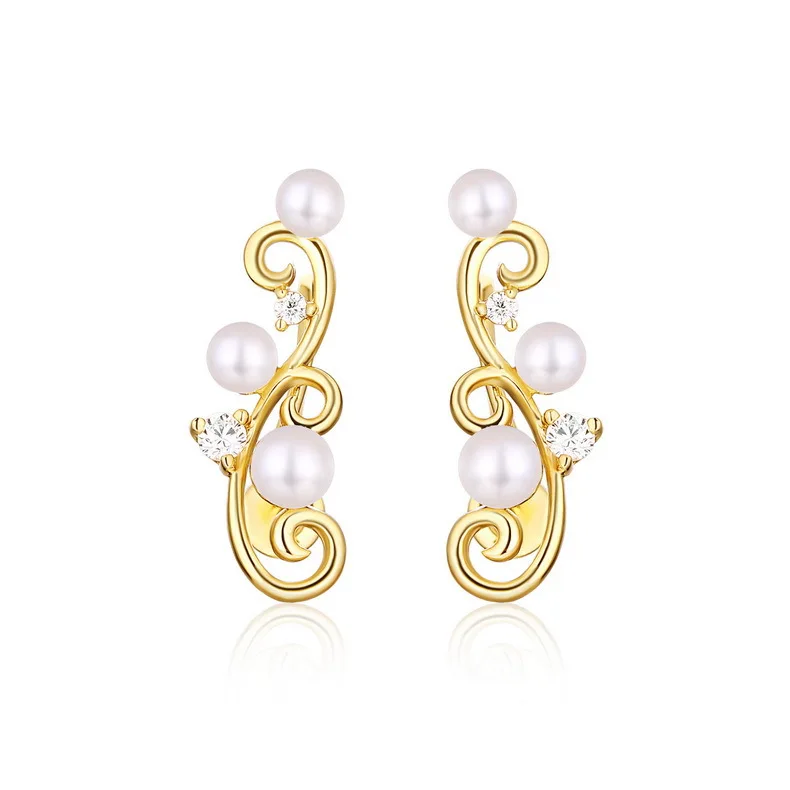 

Elegant 925 Sterling Silver Pearl Vine Plant Clip Earrings for Women Girl Delicate Gemstone Crystal Fine Anniversary Jewelry