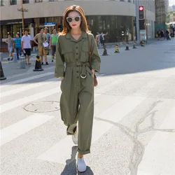 2020 Spring New Overalls Jumpsuit Army Green Waist Was Thin Casual Straight Long Pants Women 2020 Spring New Overalls Jumpsuit Army Green Waist Was Thin Casual Straight Long Pants Women