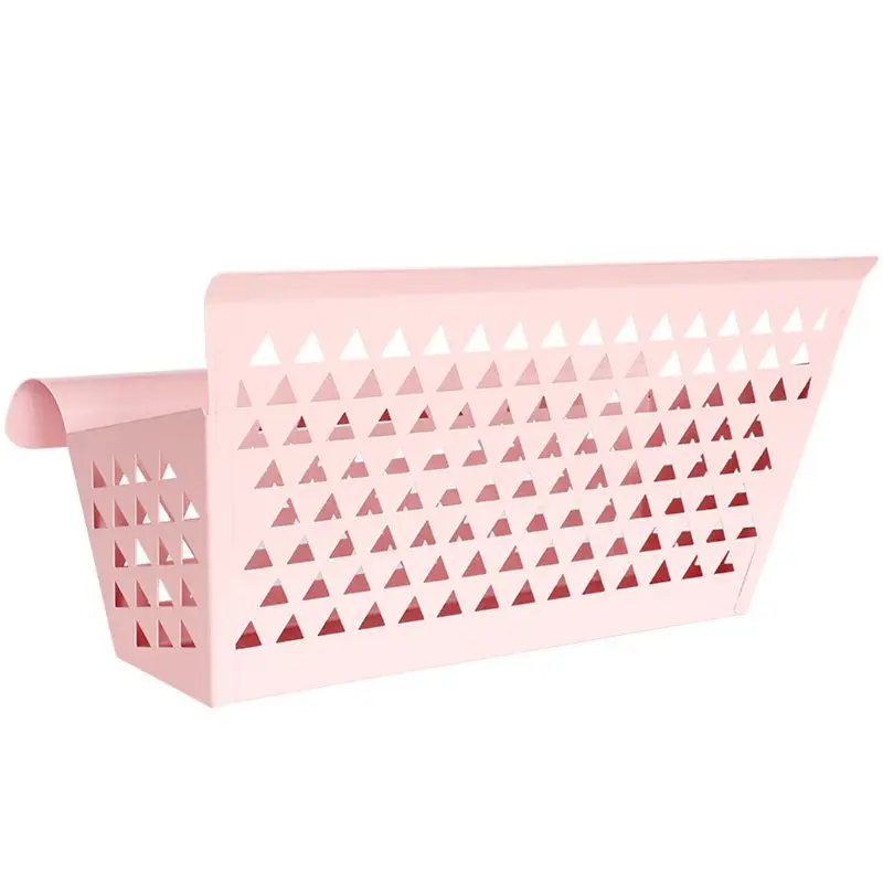 Bed Shelves Bedside Hanging Basket Magazine Sundries Storage Organizer Container - Color: Pink