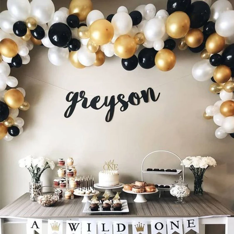 92 шт. цвета: черный золотистый белый воздушные шары гирлянда арочный комплект 16ft