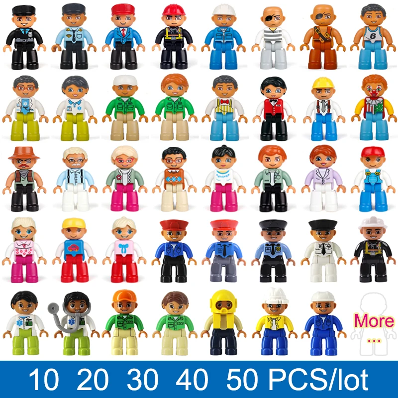 

5 10 20... Piece Blocks Figure Set Duplo Compatible Action Figure Blocks Large Bricks Character Family Police Building Block Toy
