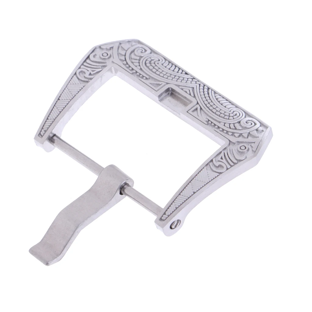 Flower Engraving Steel Screw-In Watch Buckle 22mm Replacement Clasp Crafts