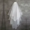 Cheap Short Wedding Veil With Comb Cut Edge 2 Layers Simple Mariage Veil Wedding Accessories 2022 ► Photo 2/2