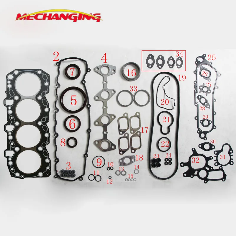 Engine Gasket Set Car Repair Accessories Engine Rebuilding Parts 1KZ 1KZTE 1KZ-TE For TOYOTA HILUX Engine Rebuilding Kits Full Set Automotive Spare Parts Engine Gasket 04111-67020 51010600