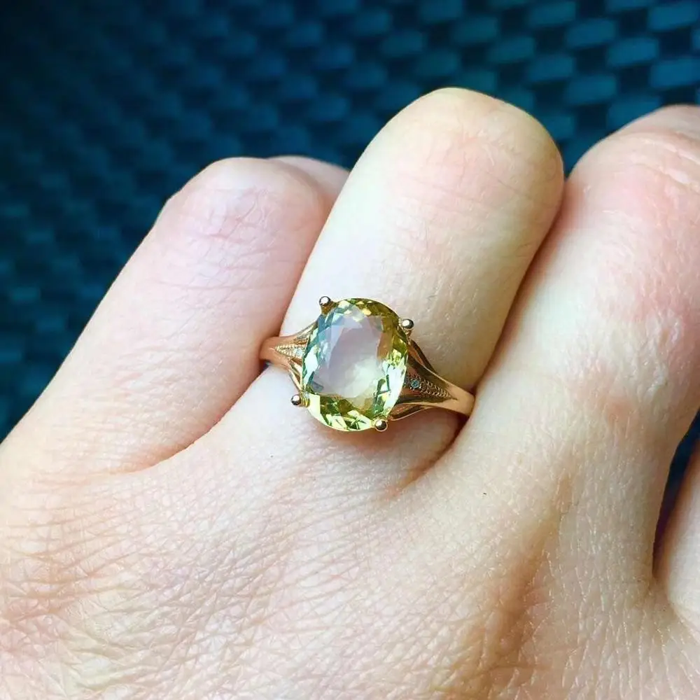 Турмалин, мужское кольцо из чистого 18 K золотые ювелирные изделия Желтый Турмалин драгоценный камень 3.8ct бриллиантами Женские туфли на плоской подошве изящные кольца для Для женщин Rigns
