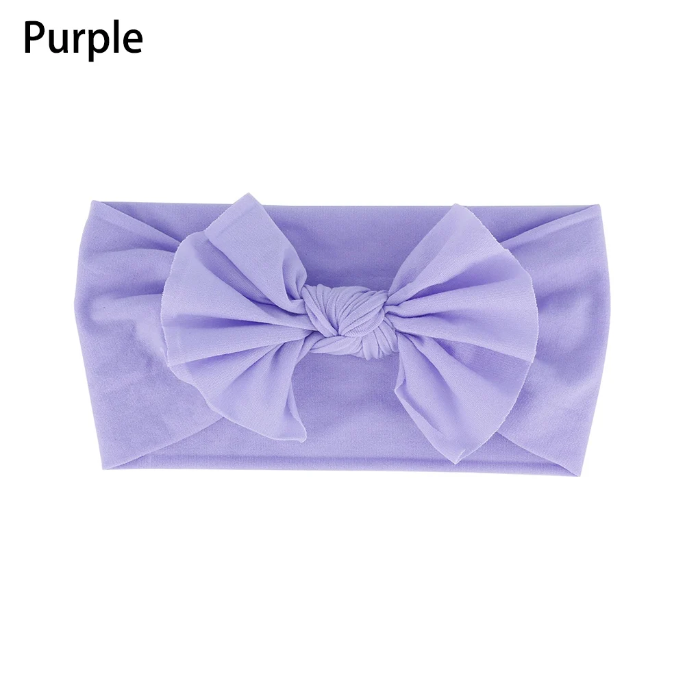 Purple Новинка; милые детские носочки с бантом и повязка на голову для малышей детей резинка для волос аксессуары для волос Haarband ободки для девочек - Цвет: Purple