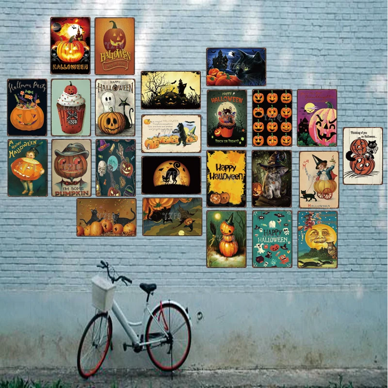 Тыква Happy Halloween Винтаж жестяная вывеска металлическая пластина кошка рождественские украшения для дома стены искусства вечерние декор 30X20 см DU-3148