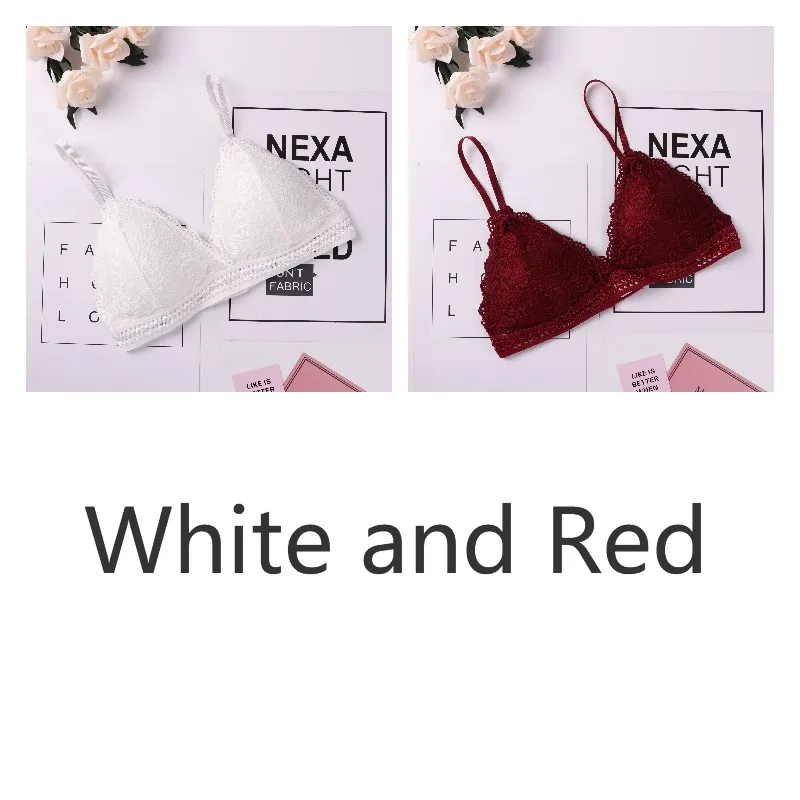 White and Red 1/2 шт Французский Стиль бюстгальтер без косточек бесшовный бюстгальтер с глубоким v-образным вырезом, кружевной бюстгальтер Беспроводной тонкий сексуальное нижнее белье; мягкие и спортивный бюстгальтер для девочек переходного возраста от Для женщин Лидер продаж - Цвет: White and Red