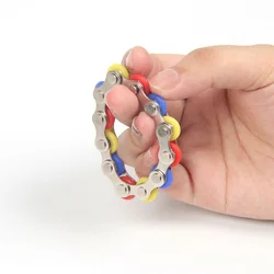 Bicicleta corrente brinquedo fidget estresse reliever rolo novidade sensorial ventilação descompressão para crianças adultos anel chave dedo brinquedos