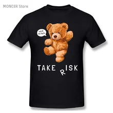 

TAKE RISK Teddy Bear T Shirt Casual Man/women Tee T-Shirt Short Sleeve Cotton Tshirt