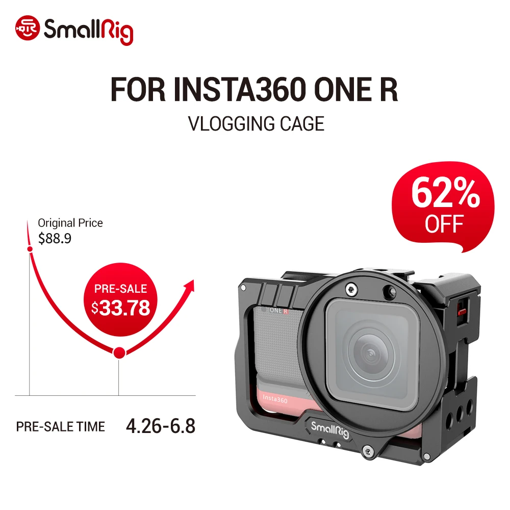 Edição com Duas Montagens de Sapata Adaptador para Insta360 Smallrig Vlogging Gaiola Filtro um r 4 k Fria Múltiplos 1 – Holes-20 Furos 2901 & 52mm