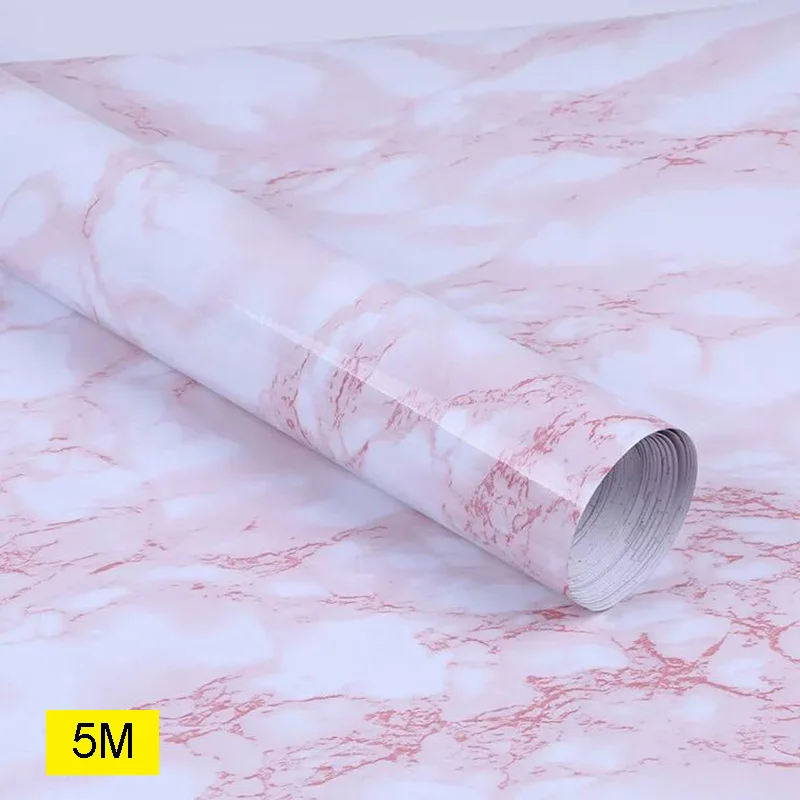 pink 5m 3 м/5 м мрамор ПВХ самоклеющиеся обои подоконник стол бар водонепроницаемый стикер стены кухня шкаф плита маслостойкие стикеры s - Цвет: pink 5m