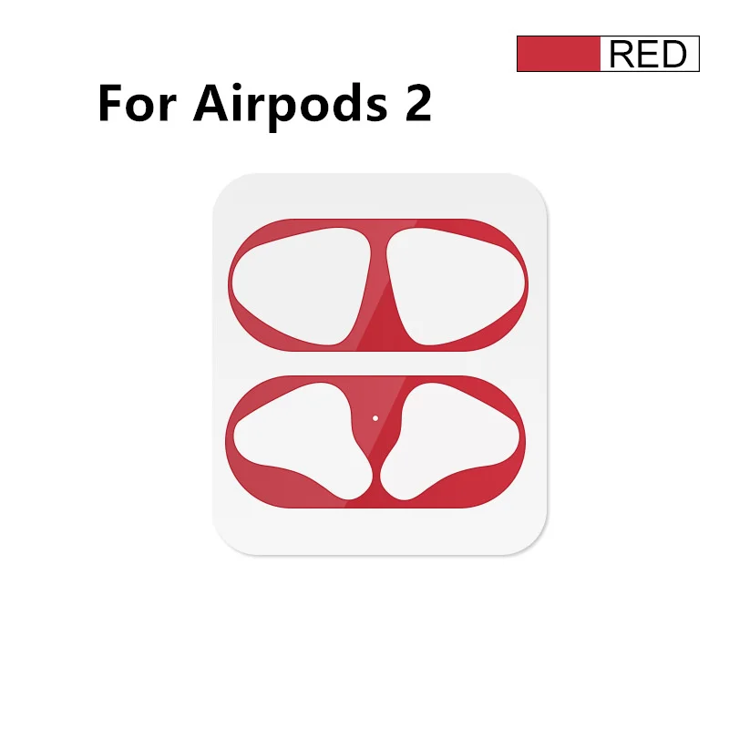 red for airpods 2 Защита от пыли для Apple Airpods Bluetooth наушники металлические для Airpods 1 2 Air Pods беспроводные наушники зарядное устройство пылезащитный чехол - Цвет: red for airpods 2