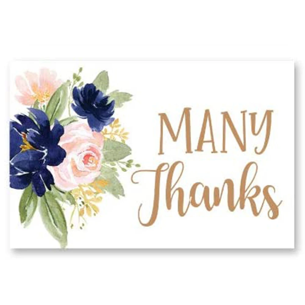 Rectangle flower card "Thank You" small gift message card writable 5.4x9cm decoration 10-30pcs message cards