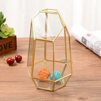 

9.4in Height Indoor Tabletop Irregular Glass Geometric Air Plants Terrarium Jewerly Storage Box