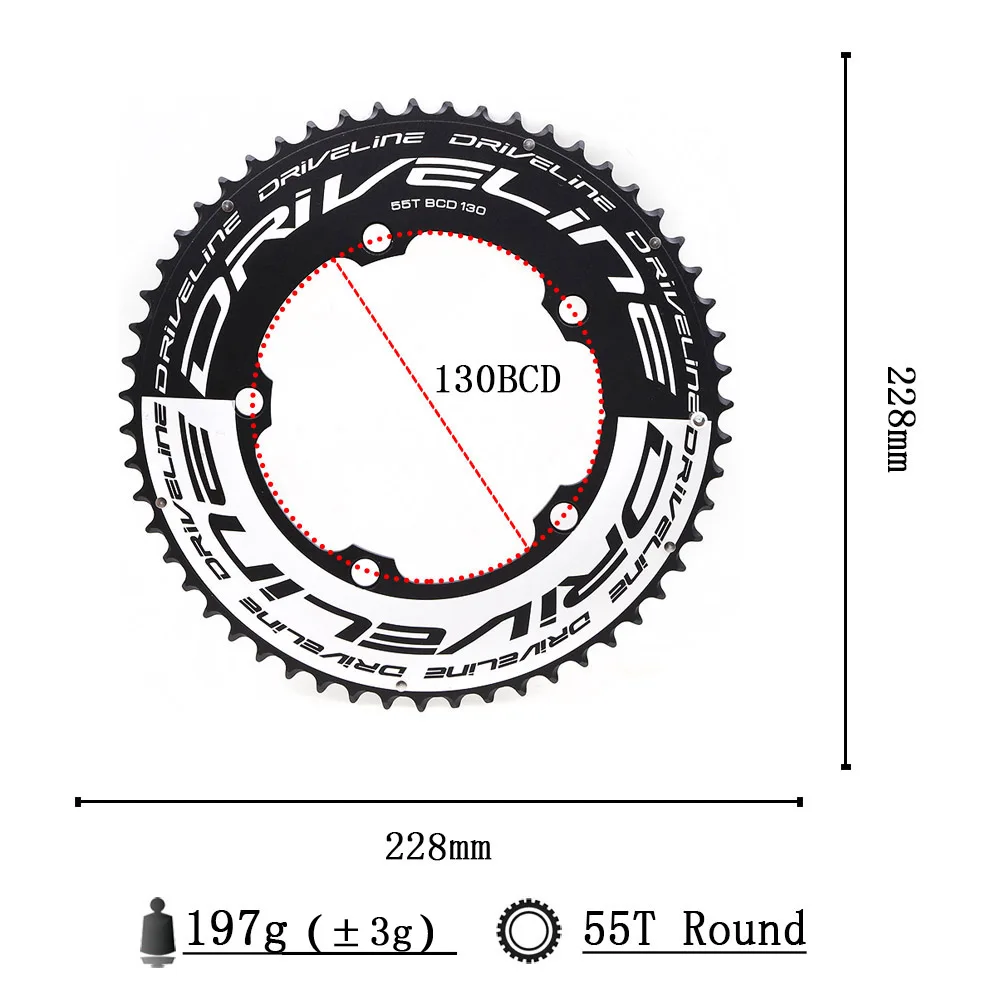 DRIVELINE CNC 50/53/54/55/56/58T road bike TT chainring 9/10