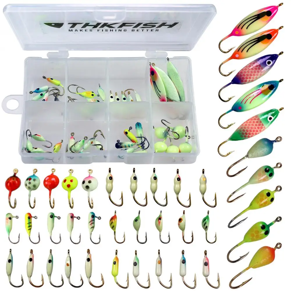 40pcs/box Luminous Ice Fishing Jigs 0.8g-5.7g Winter Lures Kit Lead Jigging Bass Pike Wobbler Bait | Спорт и развлечения