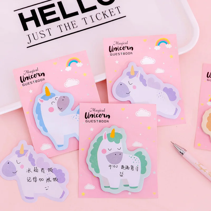 30pcs/set cute kawaii cartoon unicorn post-it notes memo pad message N times post sticker kids office stationery school supplies