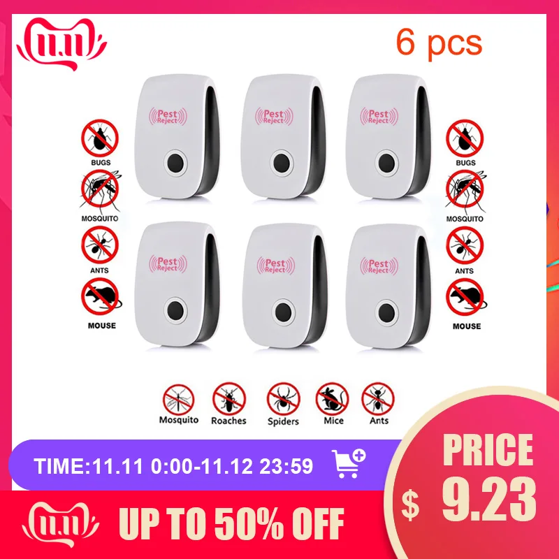 

Dreamburgh Electronic Mosquito Repellen Control Cockroach Mosquito Insect Killer Ultrasonic Pest Repeller 4/6 pcs UK US EU Plug