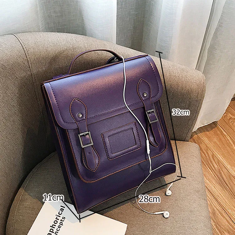 Black White Girls School College Backpacks Vintage Leather Luxury Brand Womens Backpack Preppy Style Back Bags Shoulder Satchels (10)